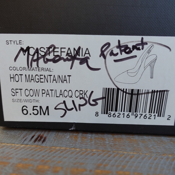 NEW Vince Camuto Magenta Patent Leather Stefania Pointy Slingback Heels Size 6.5 - Picture 10 of 10